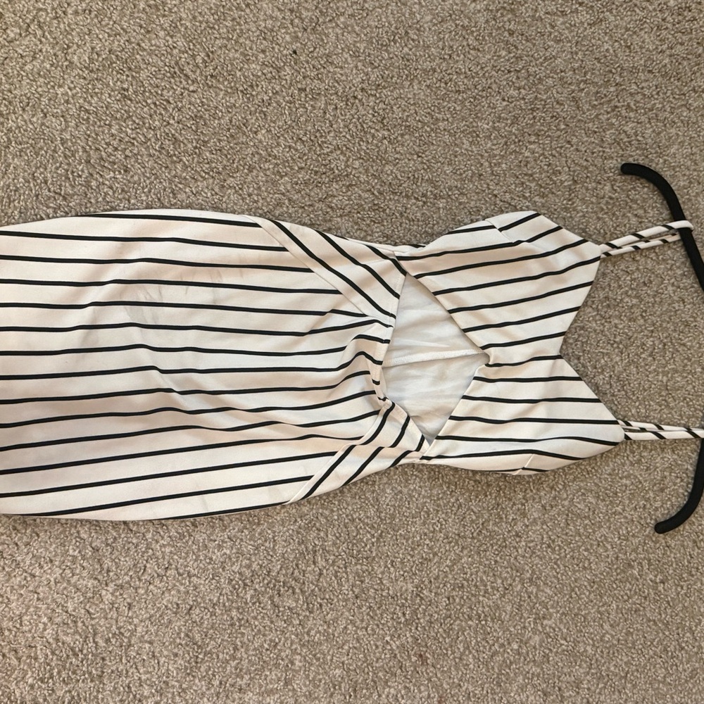 Windsor Black and White Striped Mini Dress